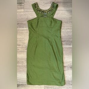 Adrianna Papell studded green linen blend dress size 12